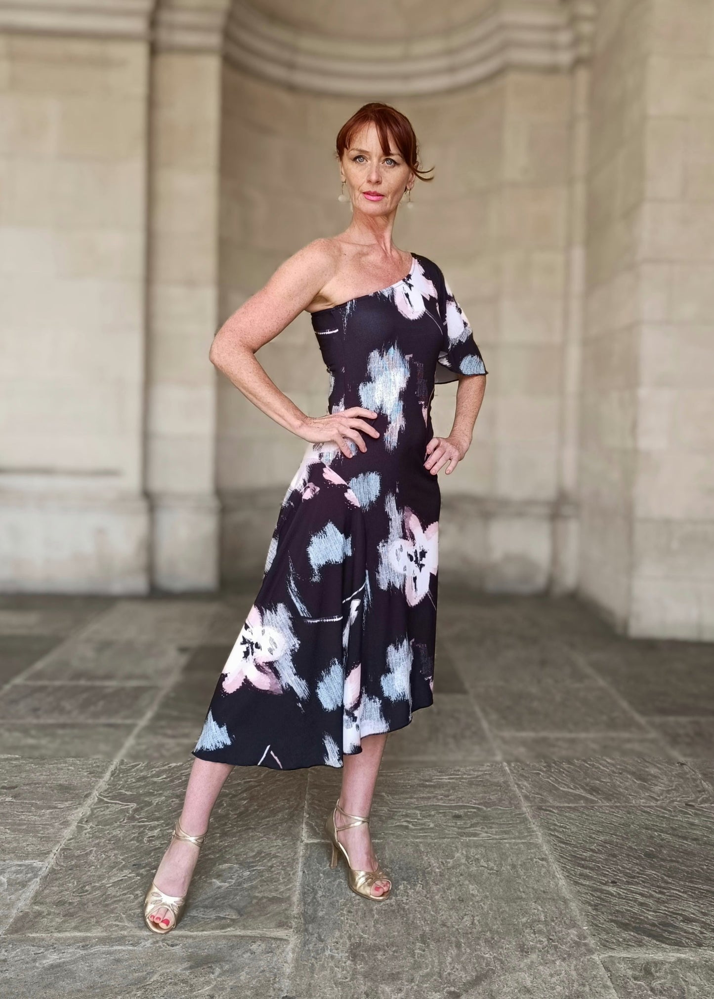 PHAEDRA One shoulder tango dress with slit