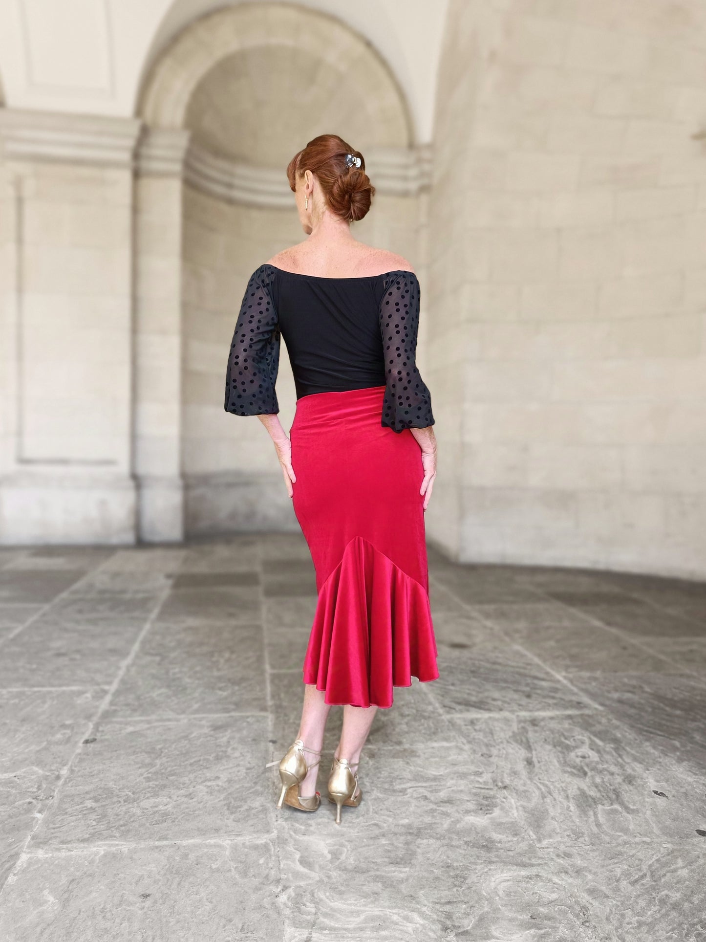 CAMILLE Tango top with tulle sleeves