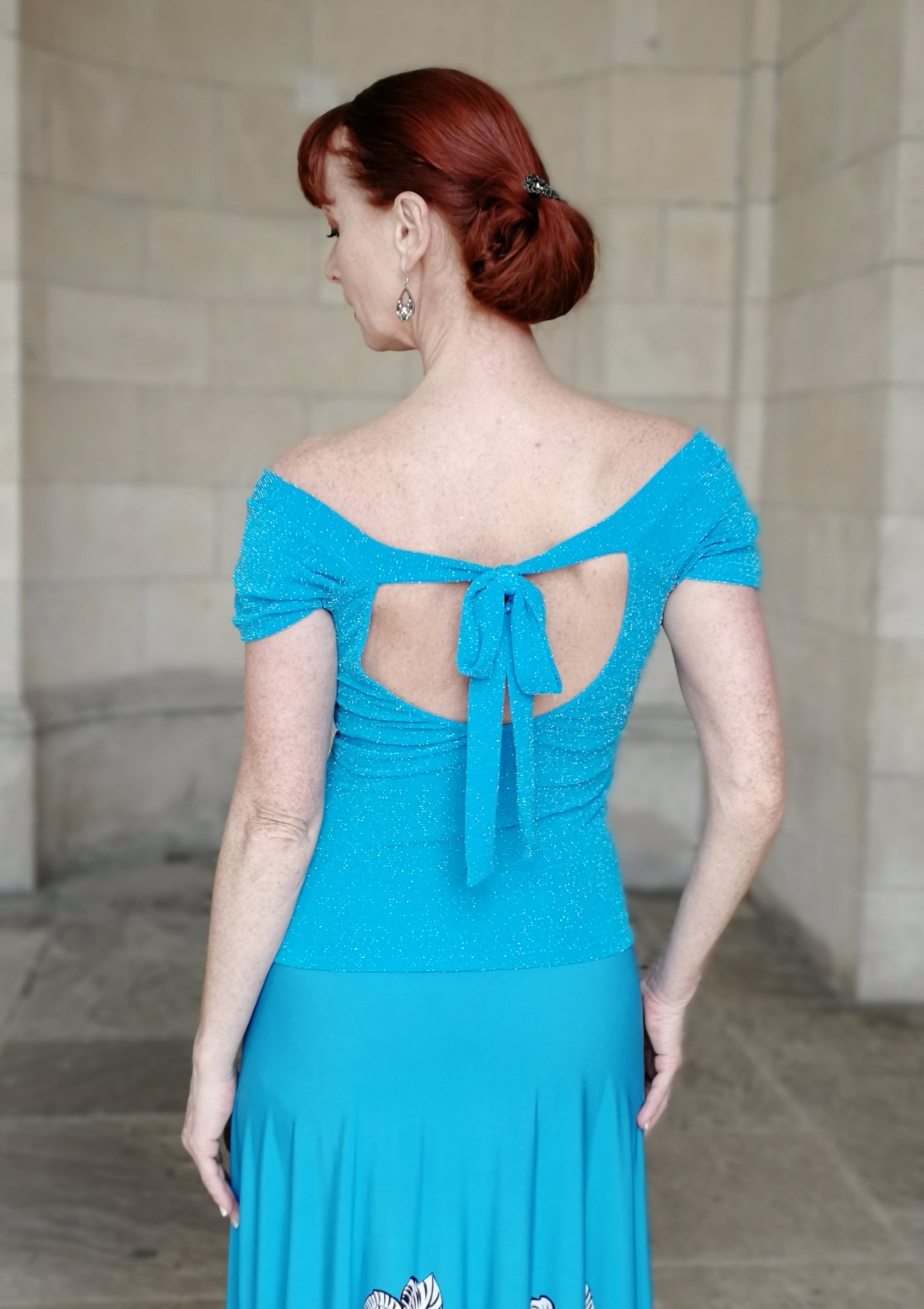 FLORINDA Short sleeve top with tie back