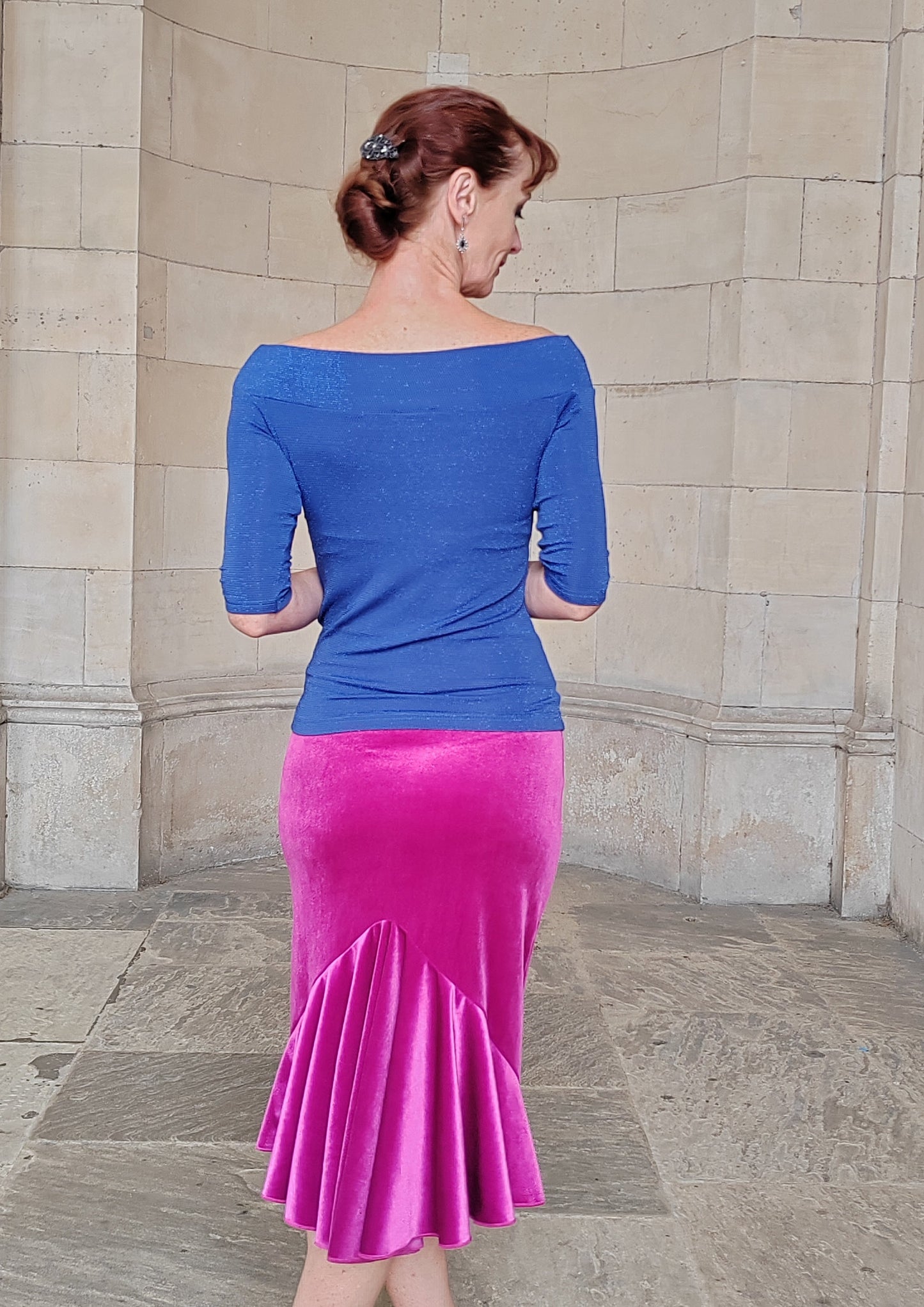 GISELLE Lurex top with asymmetric neck line