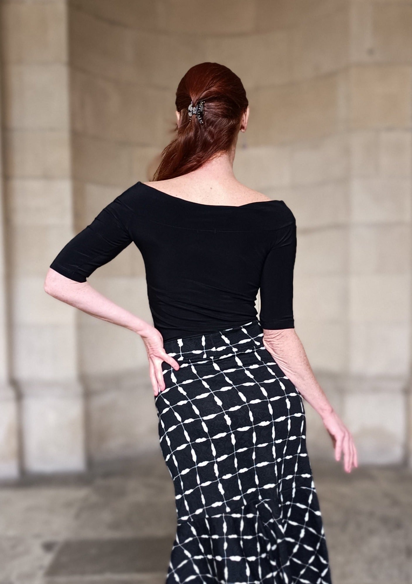 GISELLE Lurex top with asymmetric neck line