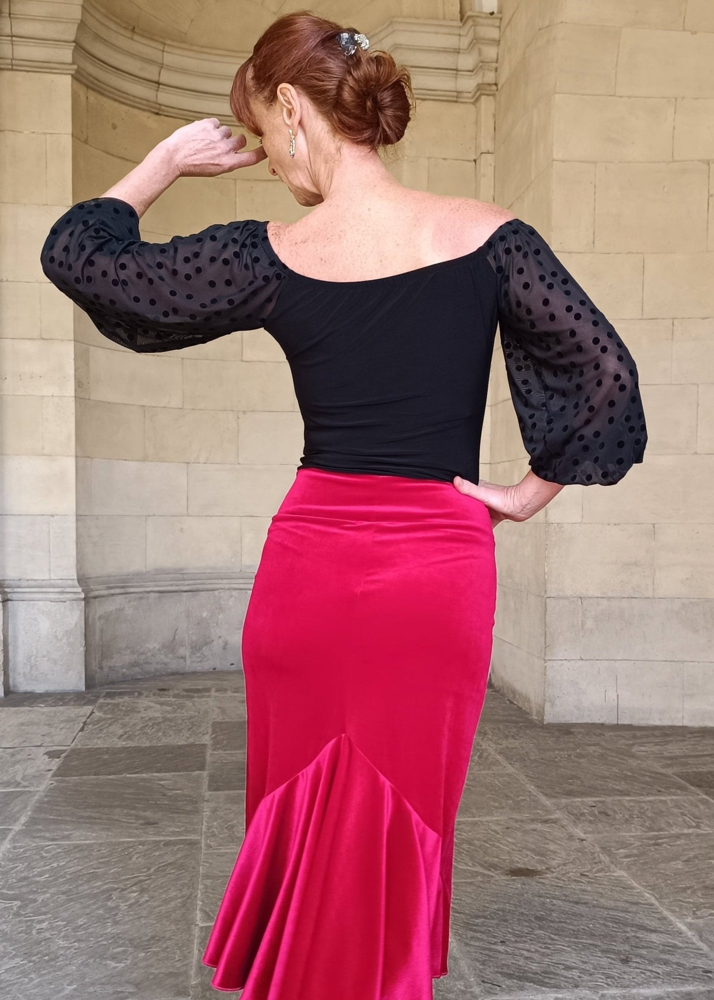 CAMILLE Tango top with tulle sleeves