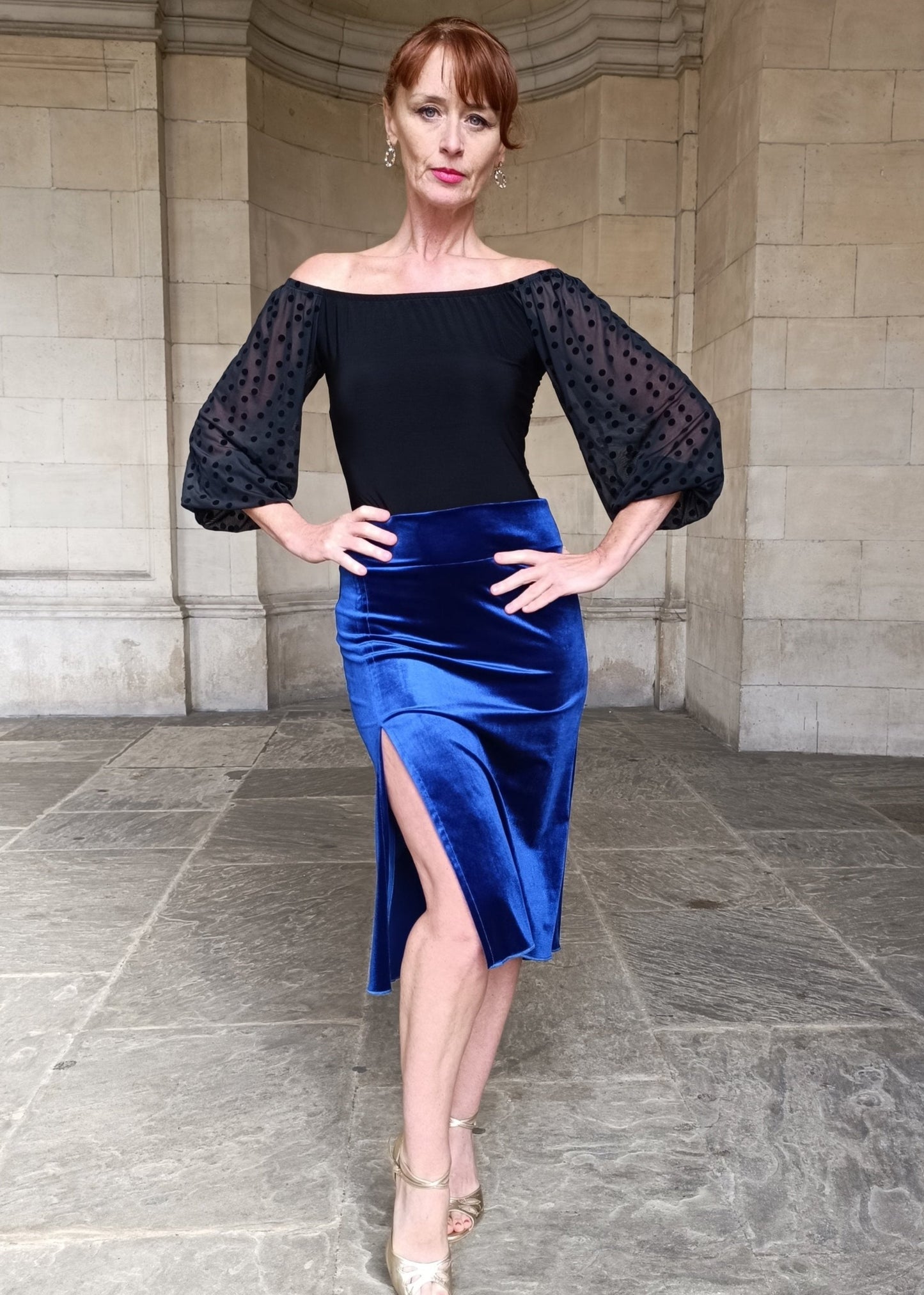 CAMILLE Tango top with tulle sleeves