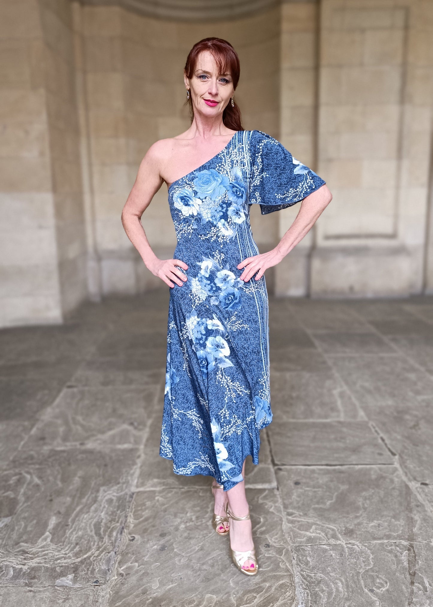PHAEDRA One shoulder tango dress with slit