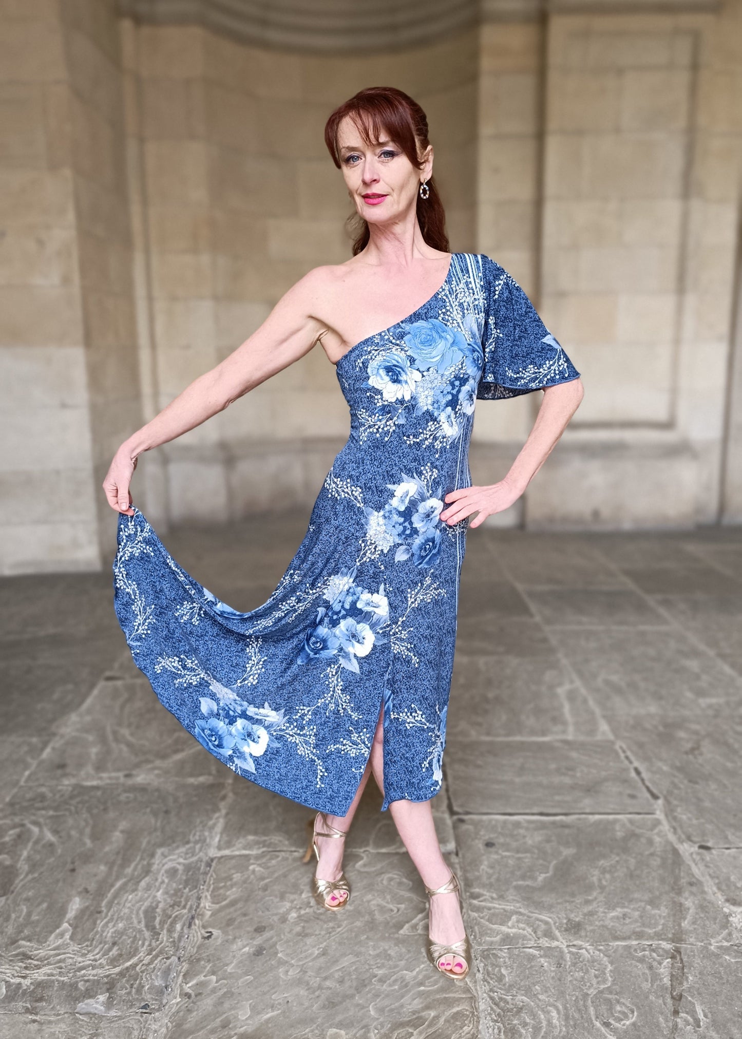 PHAEDRA One shoulder tango dress with slit