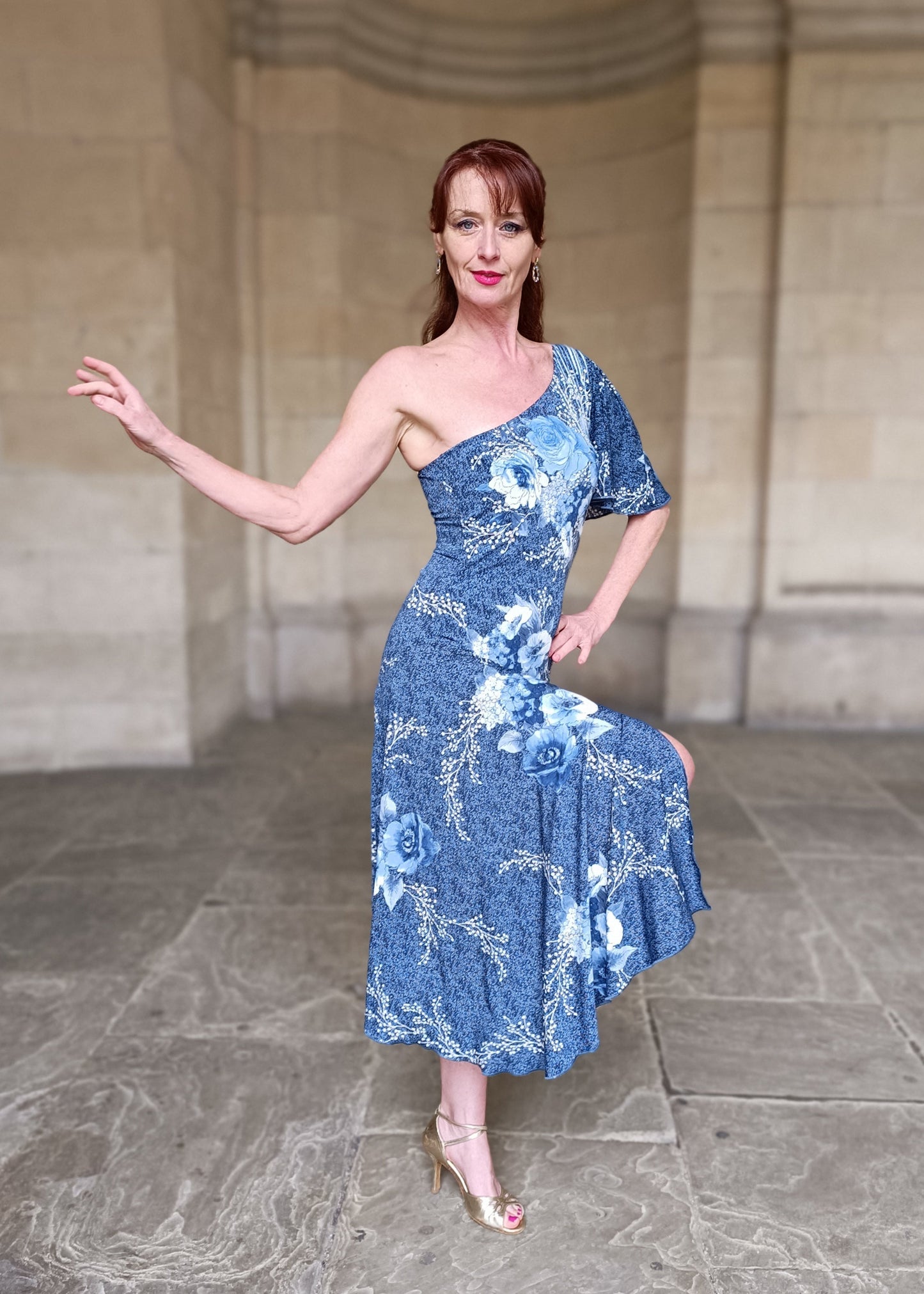 PHAEDRA One shoulder tango dress with slit