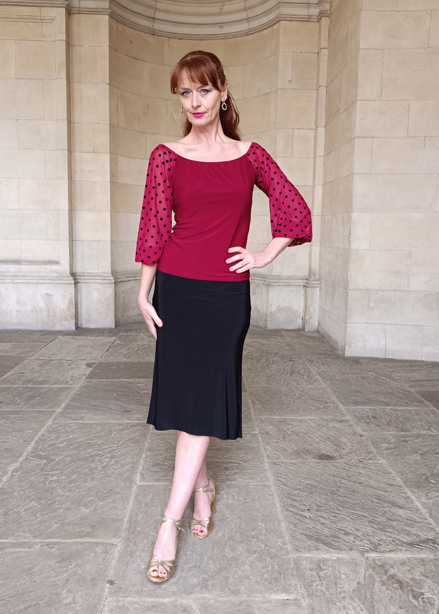 CAMILLE Tango top with tulle sleeves