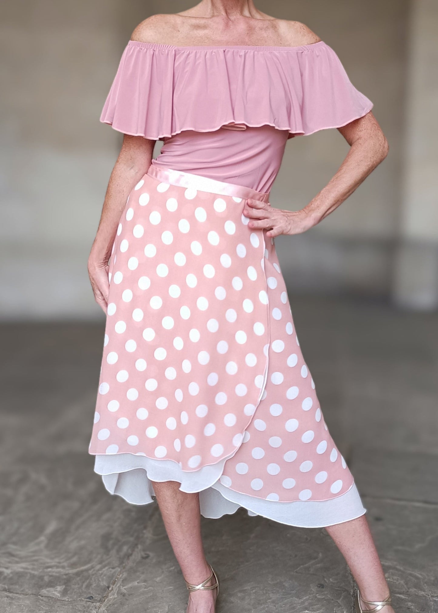 TANGO WRAP SKIRT Blush Dots