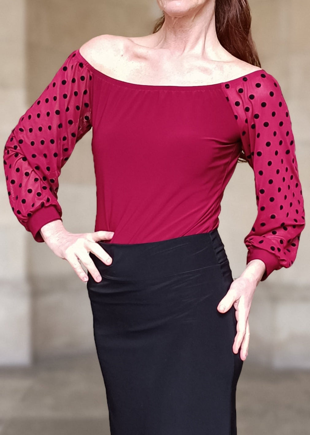 CAMILLE Tango top with tulle sleeves