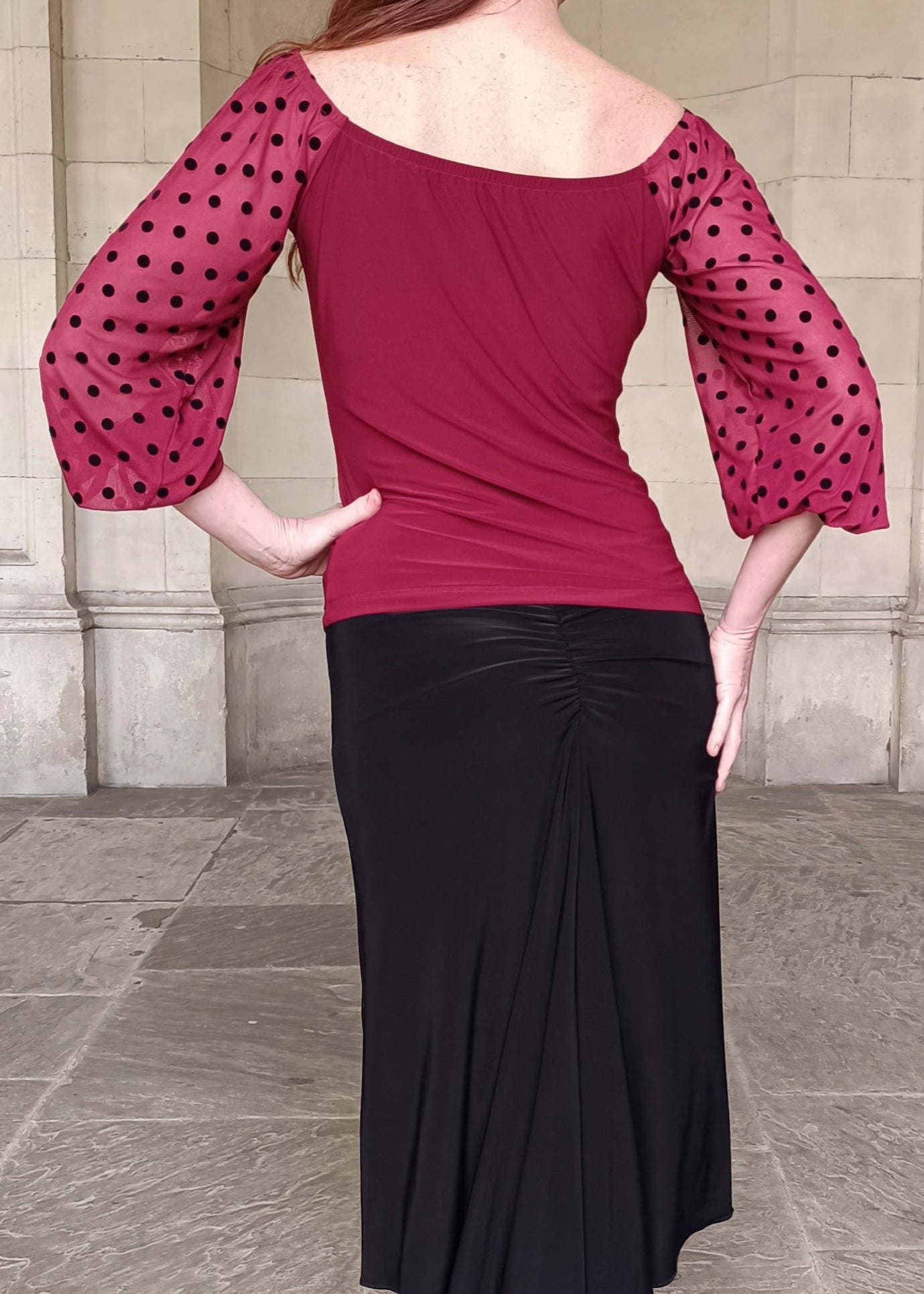 CAMILLE Tango top with tulle sleeves