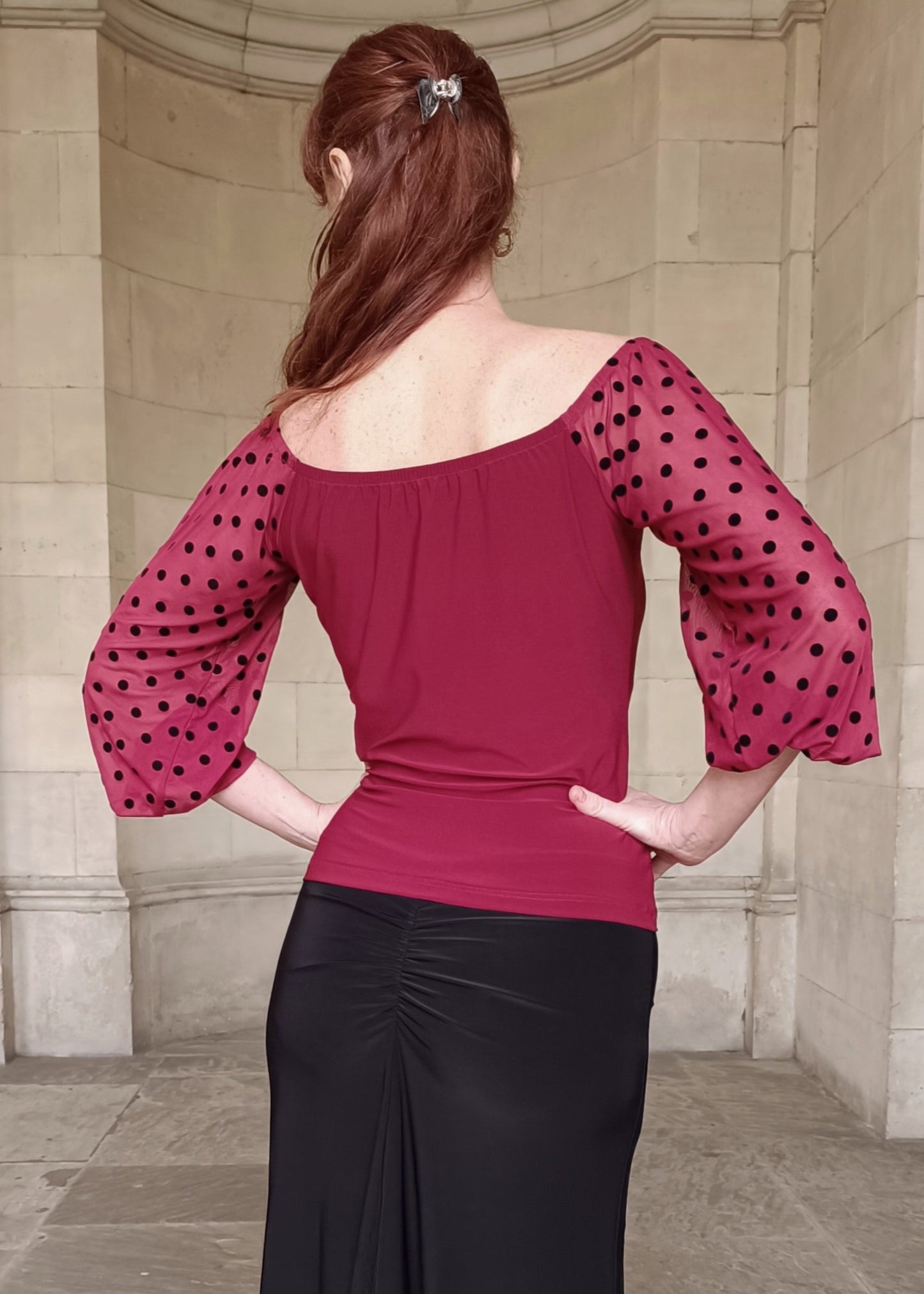 CAMILLE Tango top with tulle sleeves