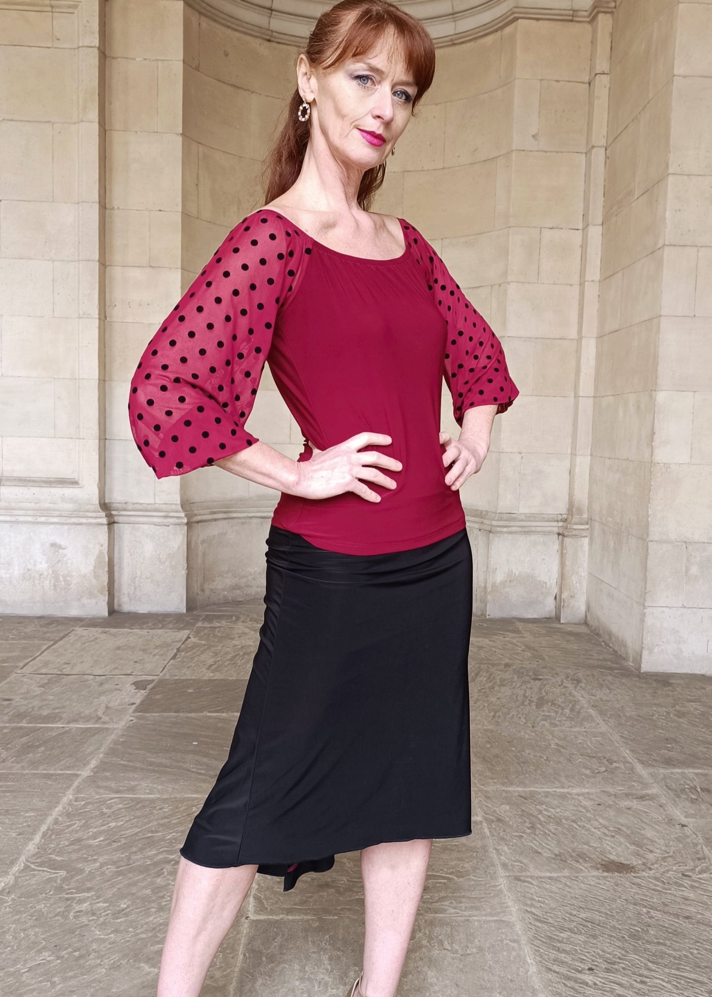 CAMILLE Tango top with tulle sleeves