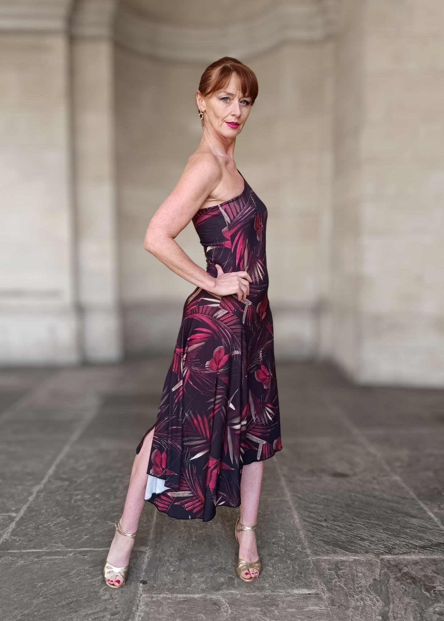 PHAEDRA One shoulder tango dress with slit