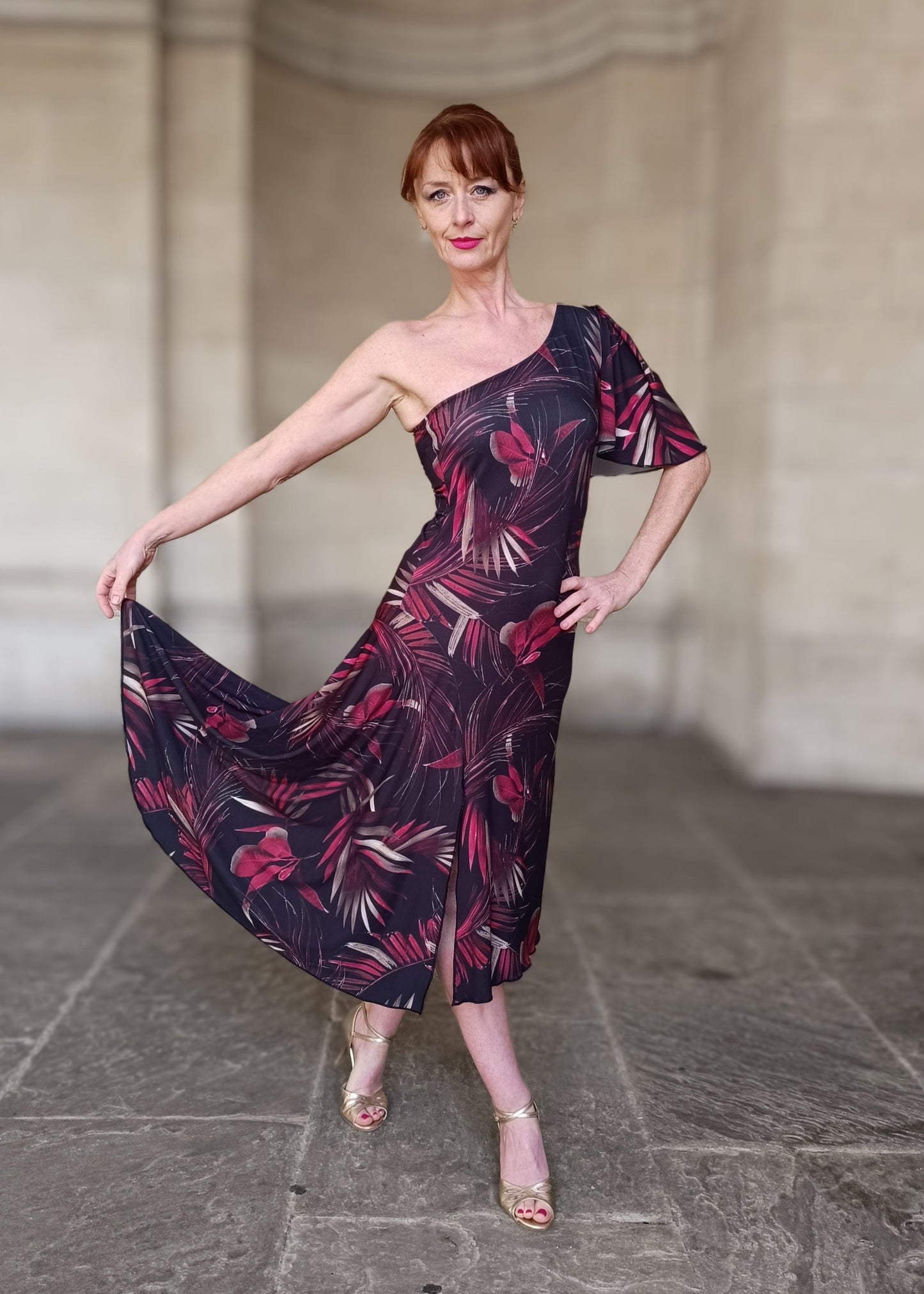 PHAEDRA One shoulder tango dress with slit