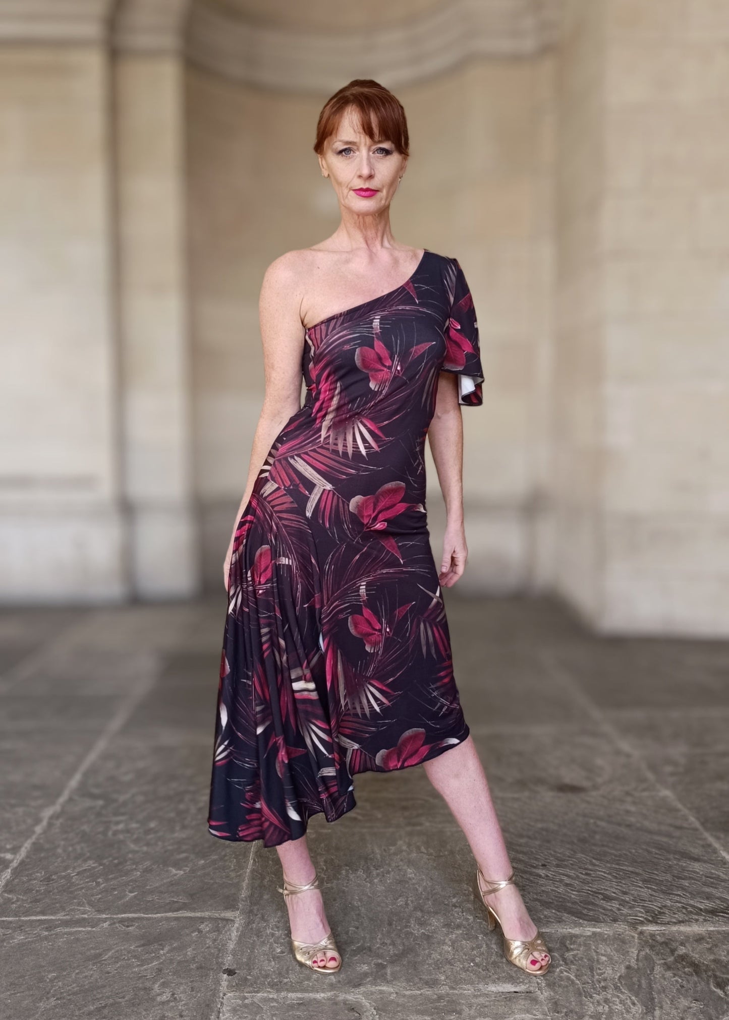 PHAEDRA One shoulder tango dress with slit