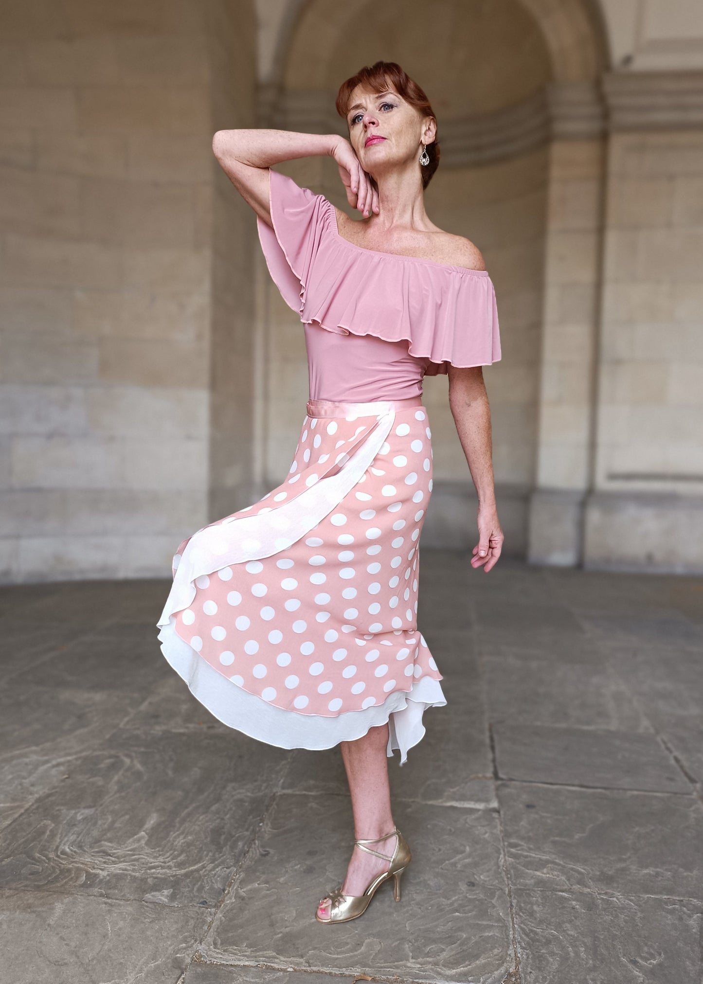 TANGO WRAP SKIRT Blush Dots