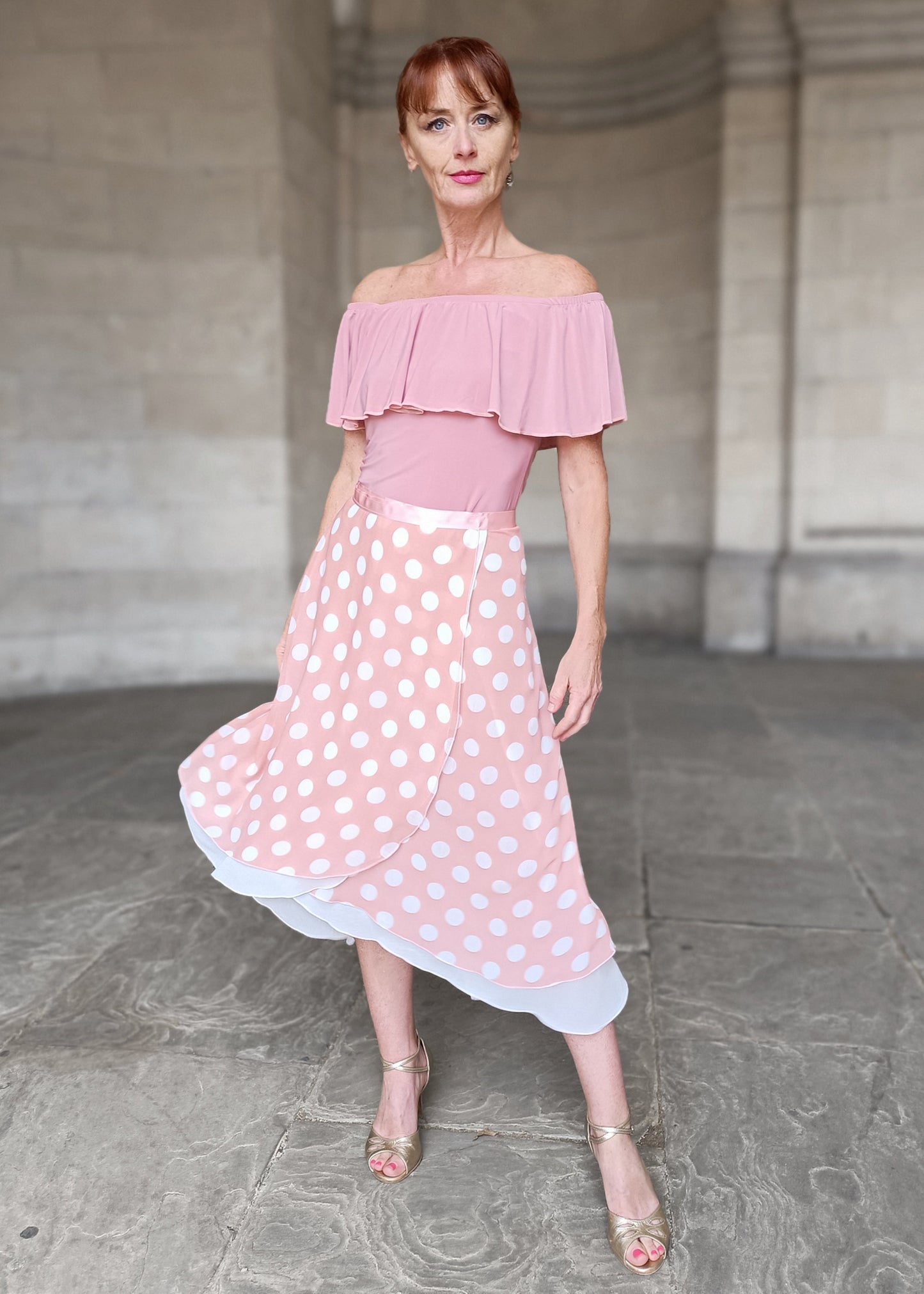 TANGO WRAP SKIRT Blush Dots