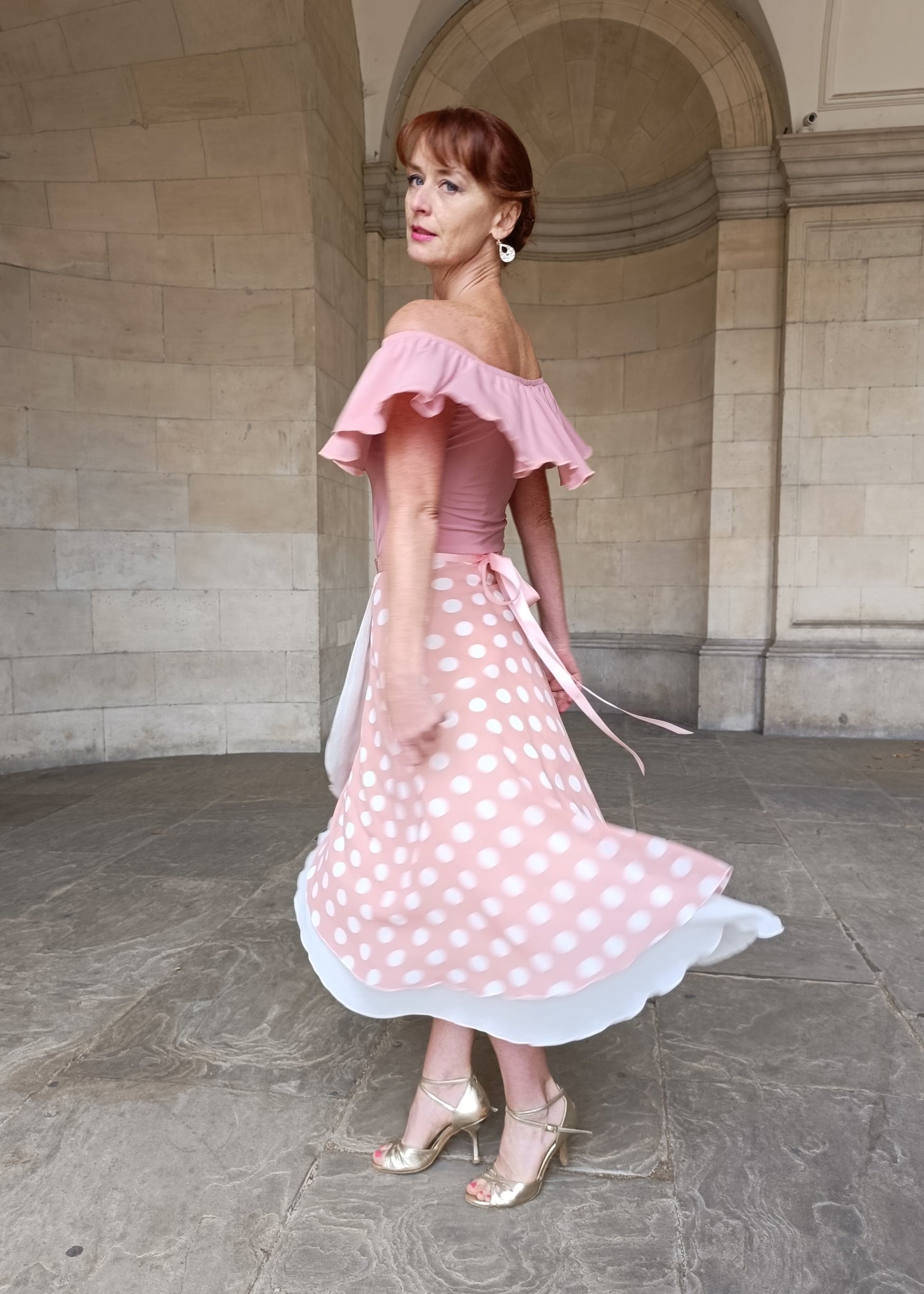 TANGO WRAP SKIRT Blush Dots