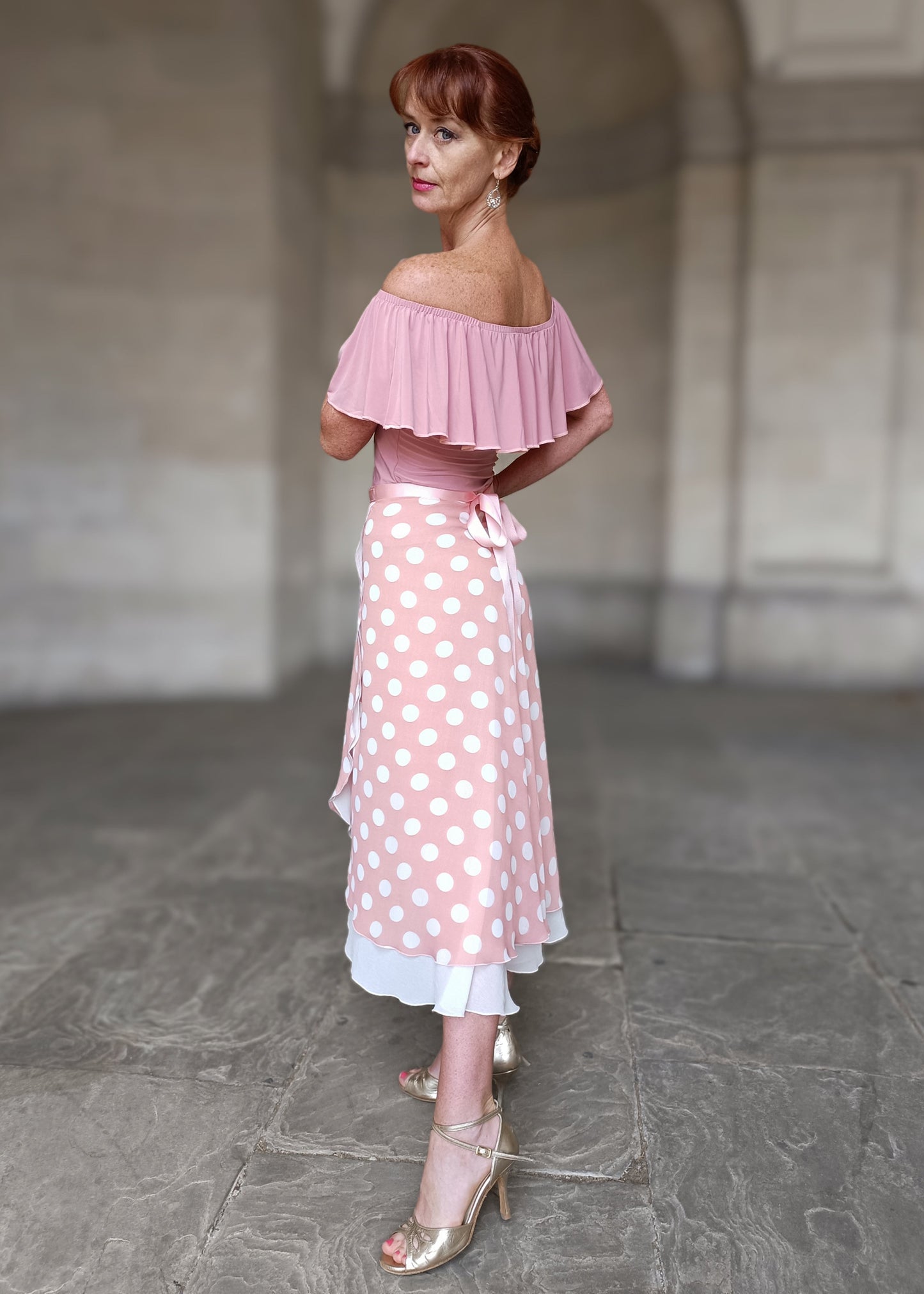 TANGO WRAP SKIRT Blush Dots
