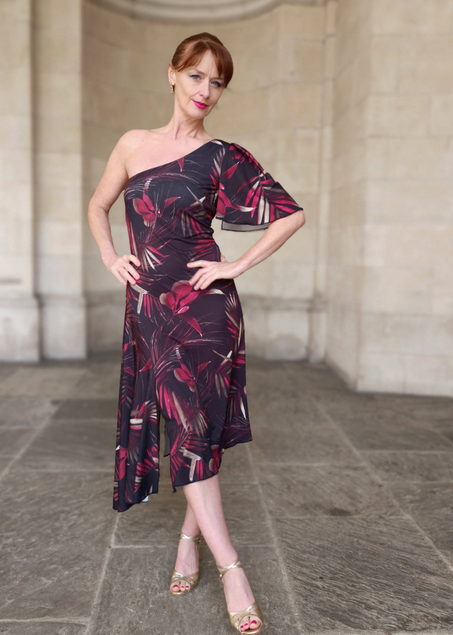 PHAEDRA One shoulder tango dress with slit