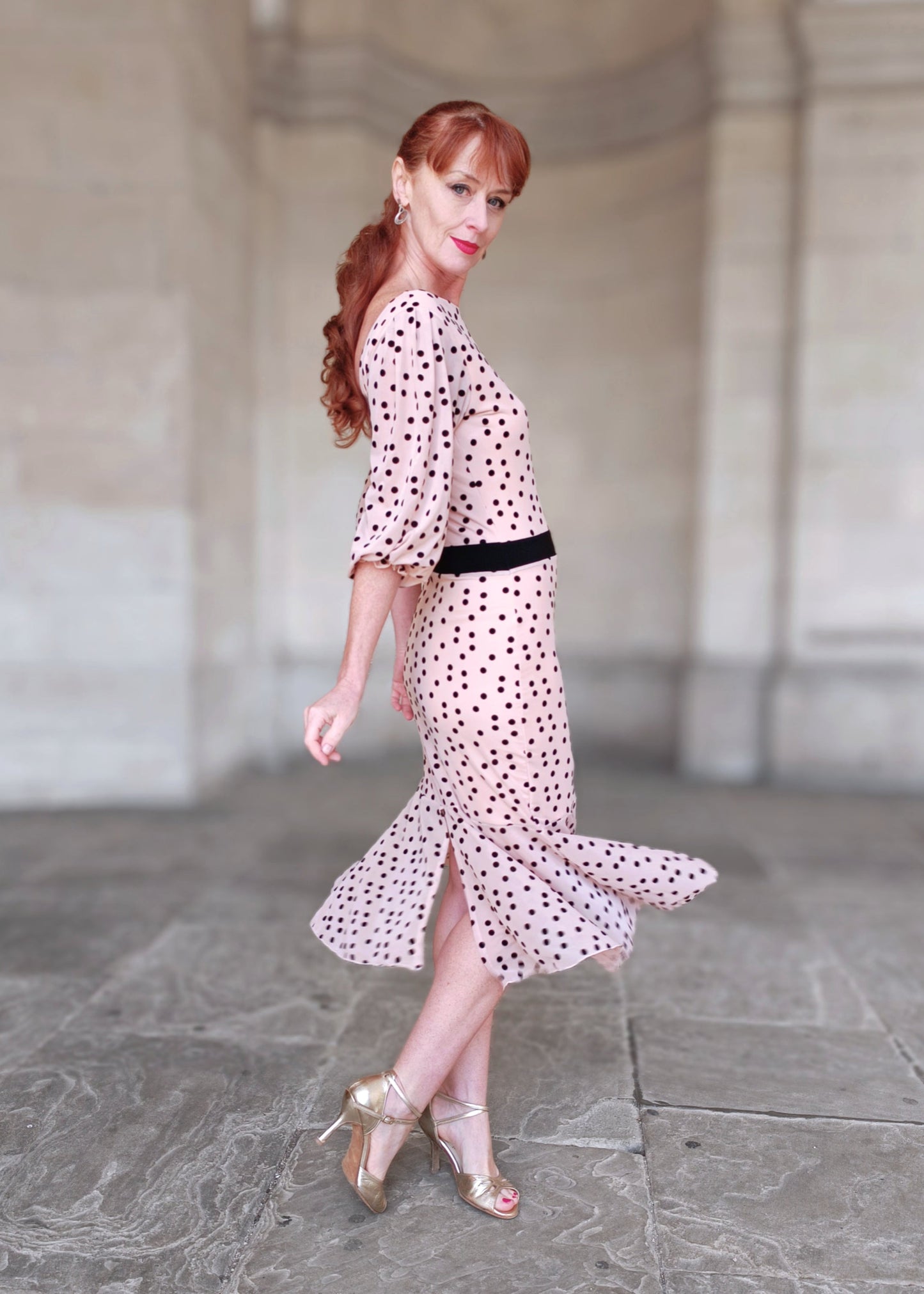 LUCILLE Polka Dot sleeve dress