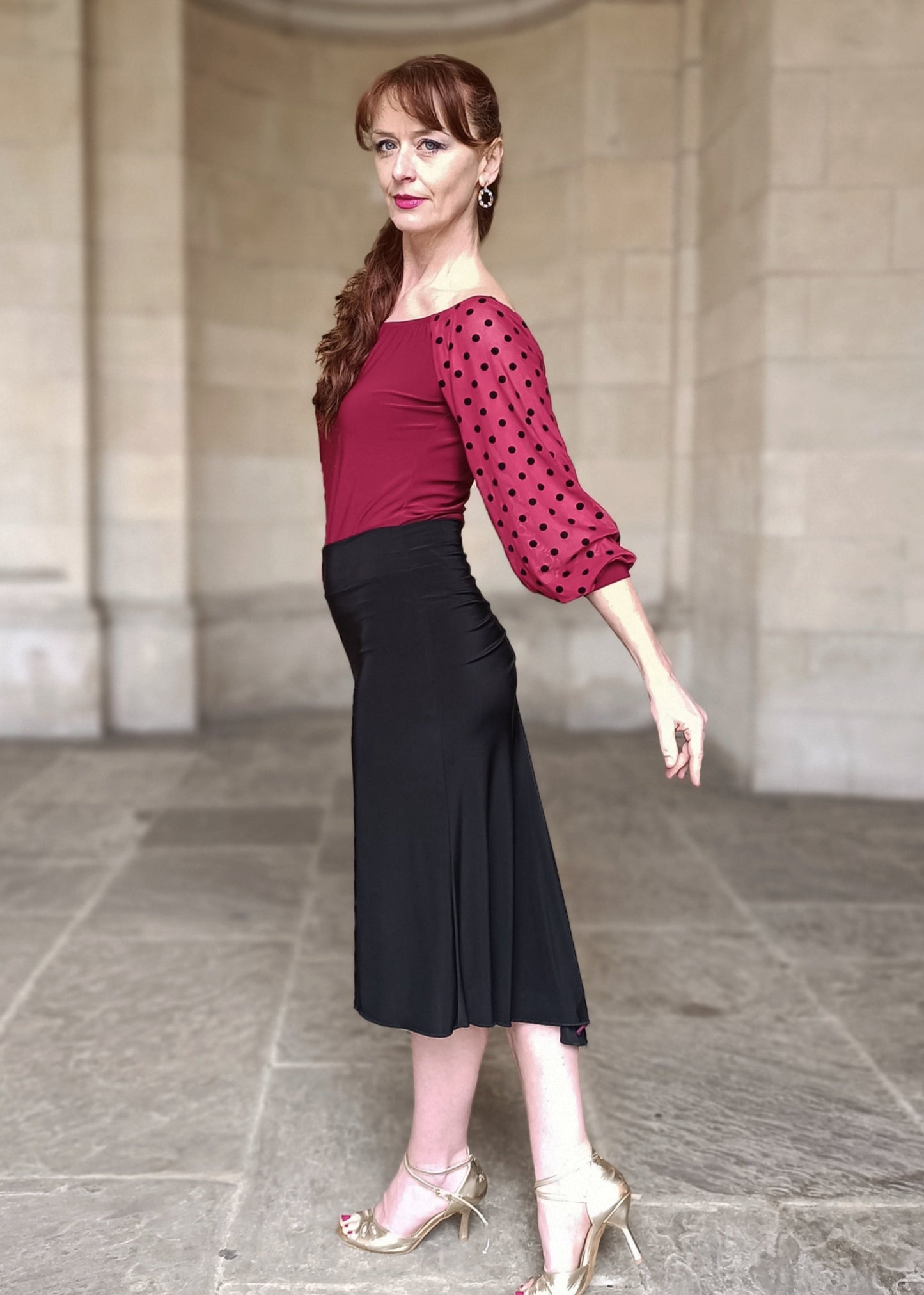 CAMILLE Tango top with tulle sleeves
