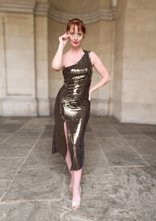 GILDA GOLD Lurex Performance dress