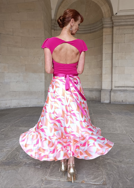 Wrap Satin Skirt Harlequin