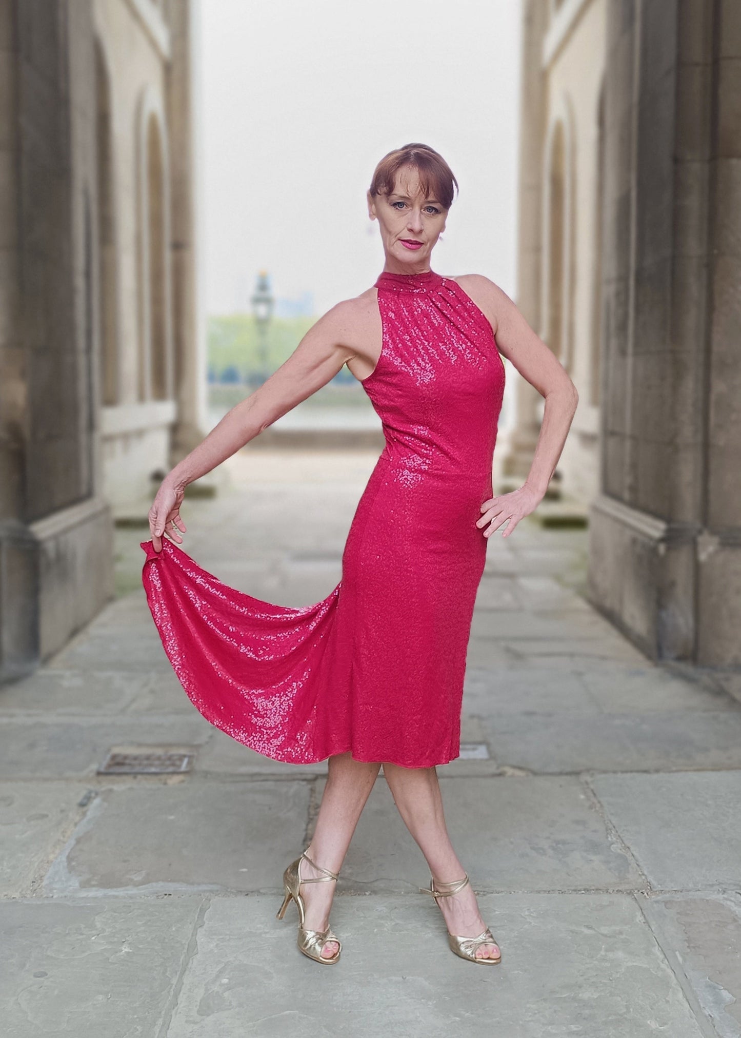 BELINDA PRO Red Sequenced dress