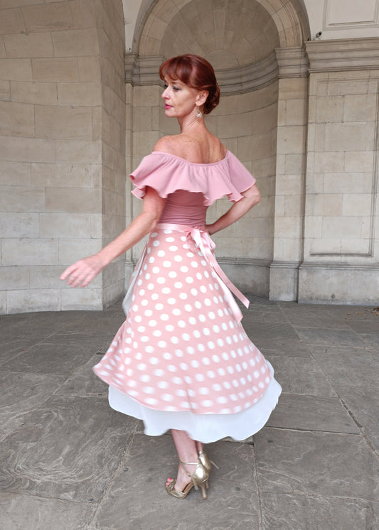 TANGO WRAP SKIRT Blush Dots