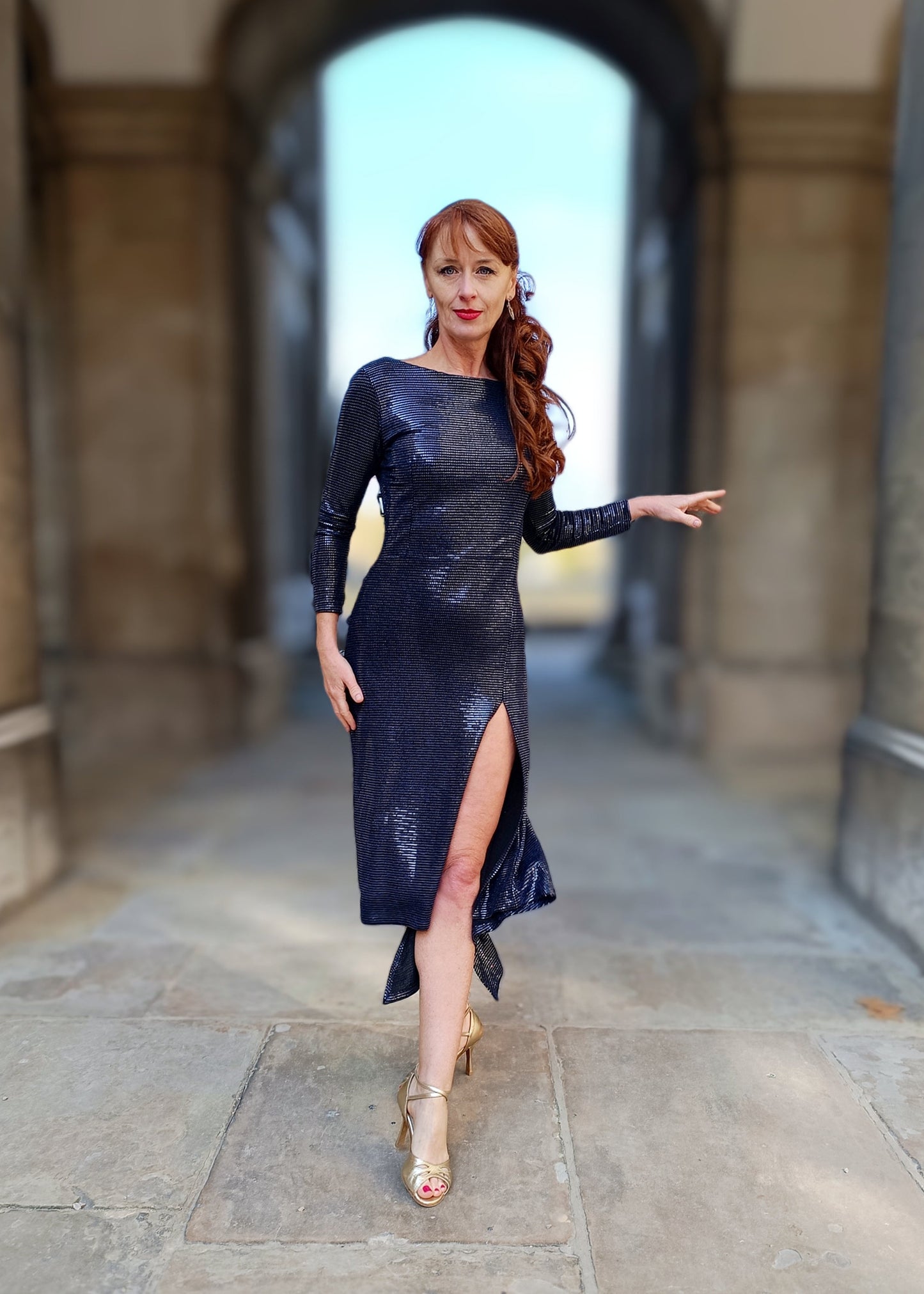 WILHELMINA Lurex Performance dress