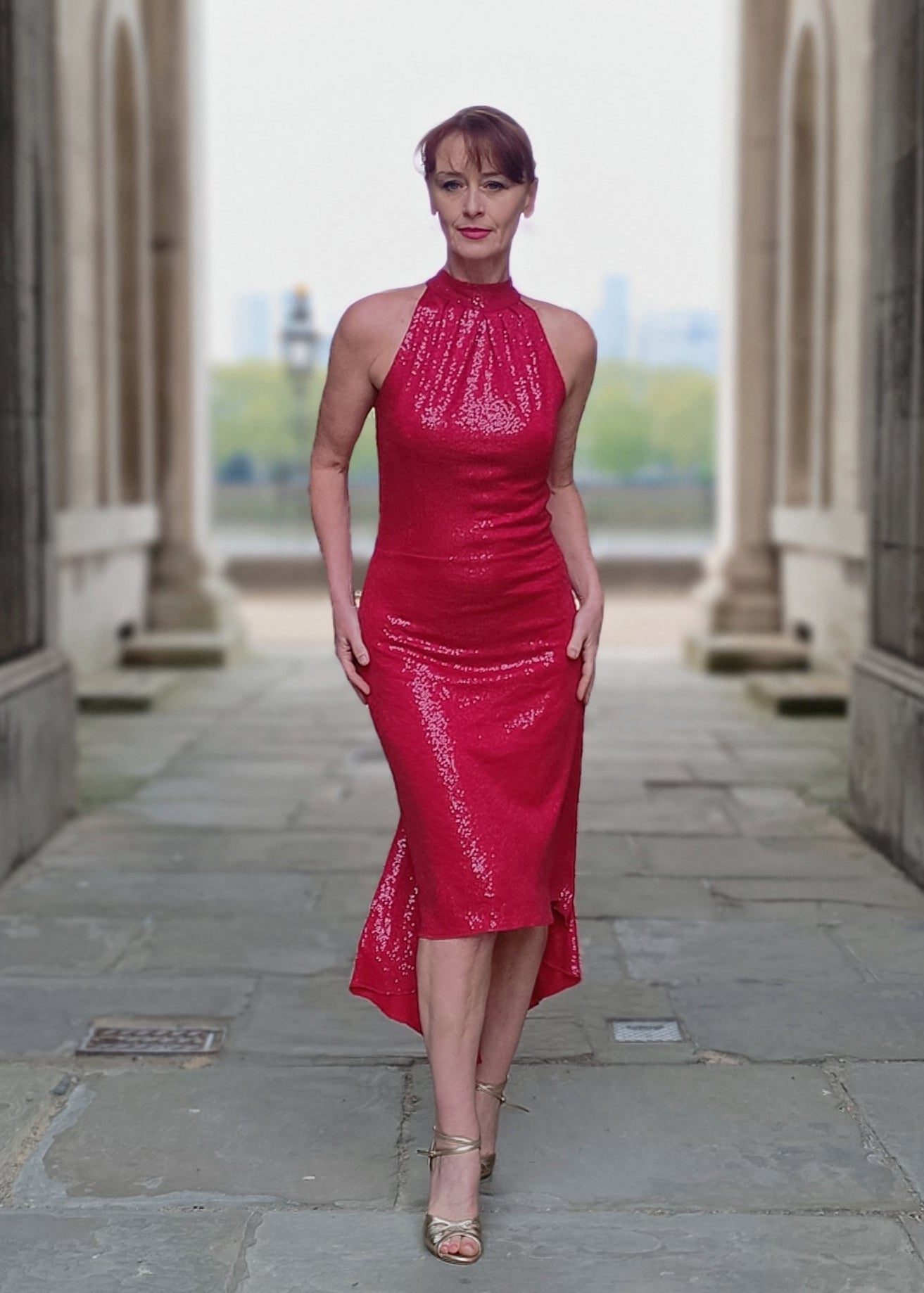 BELINDA PRO Red Sequenced dress