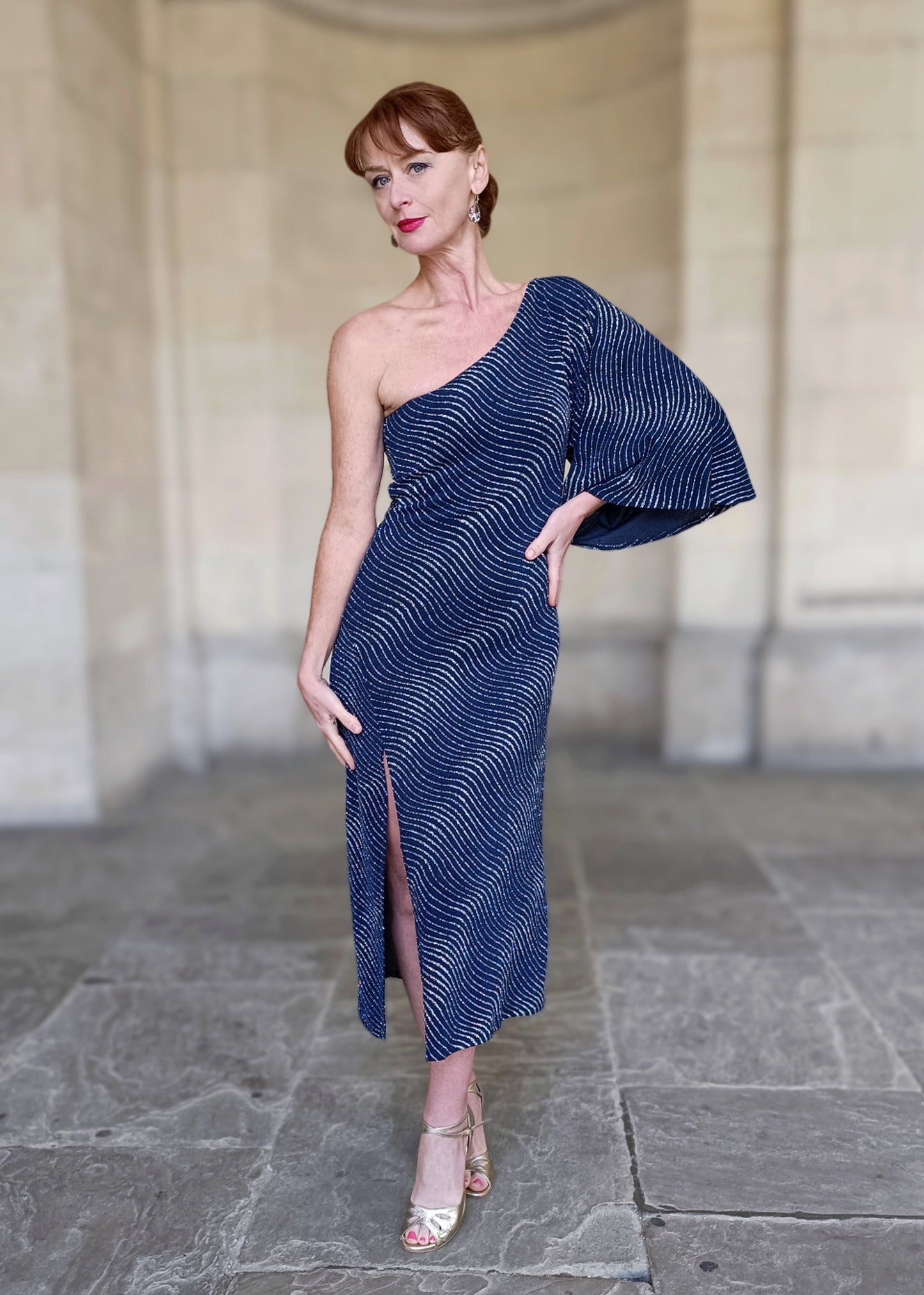 DAPHNE One shoulder tango dress with slit