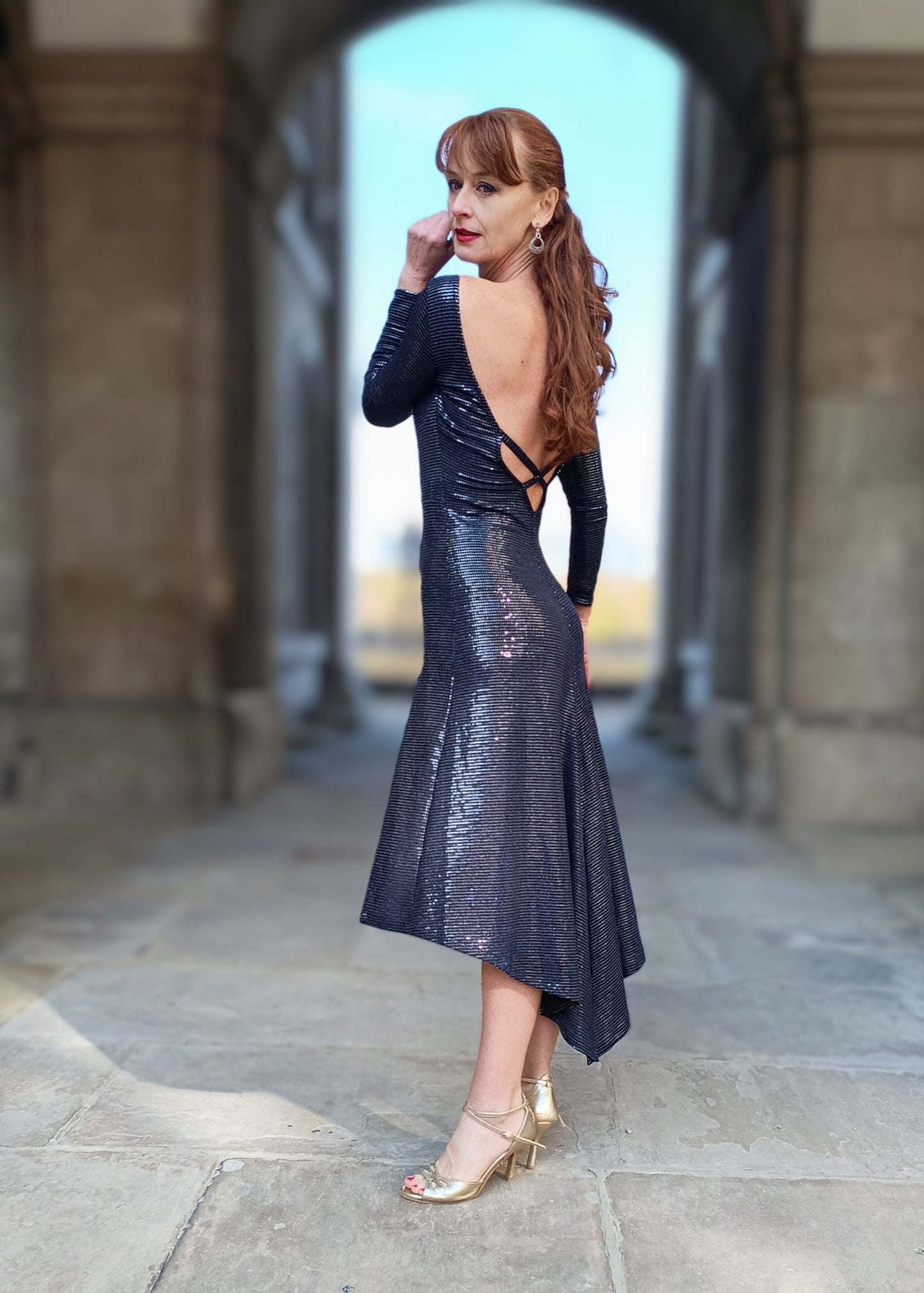 WILHELMINA Lurex Performance dress