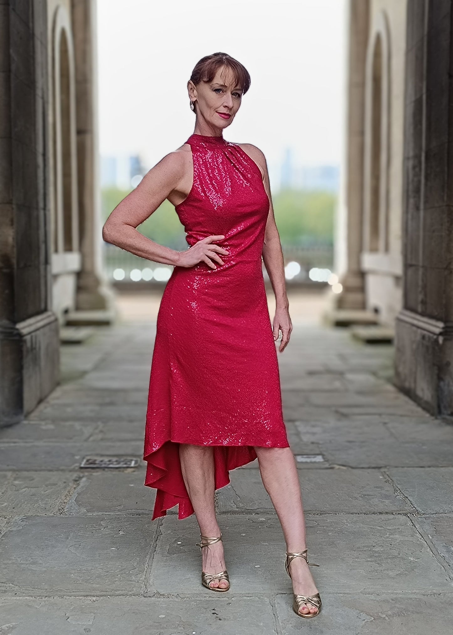 BELINDA PRO Red Sequenced dress