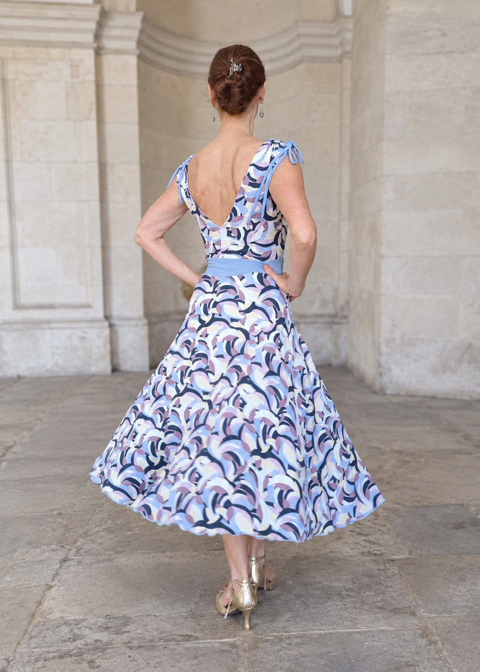 GRETA Art deco jersey midi dress