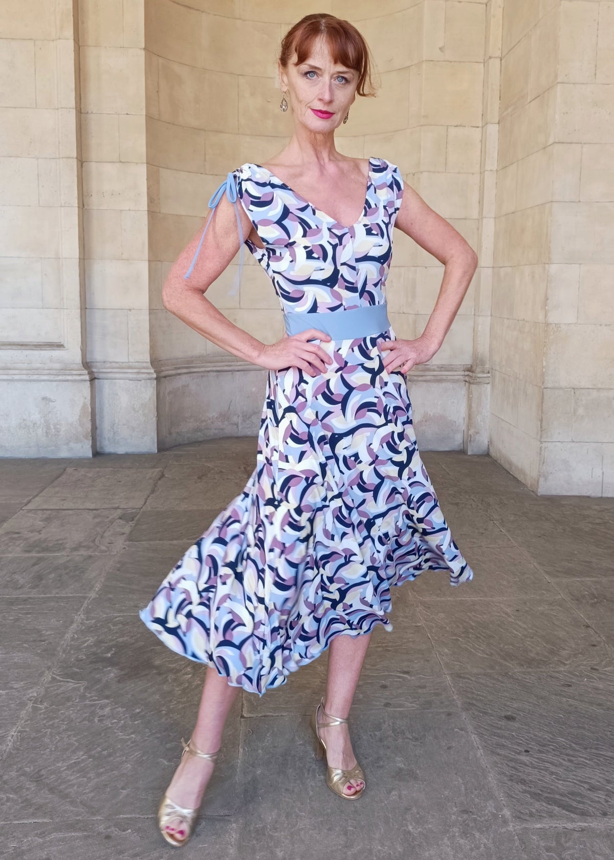 GRETA Art deco jersey midi dress