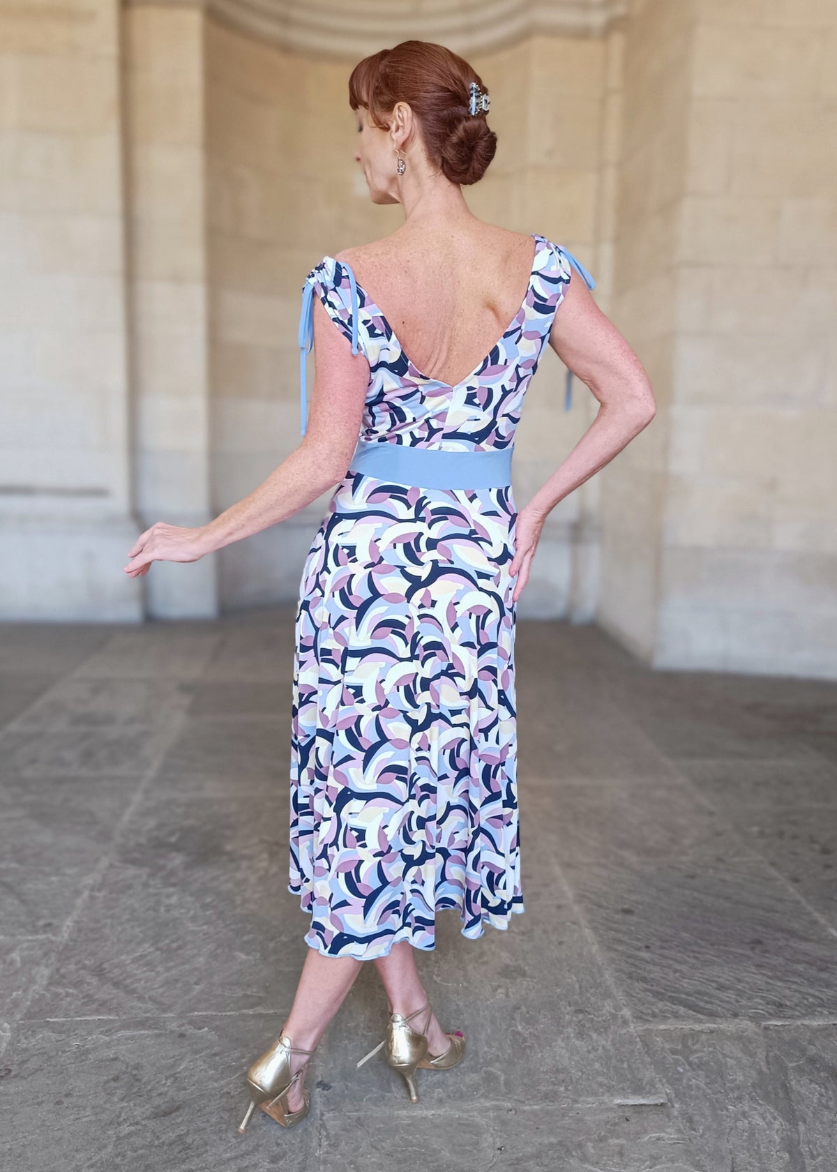 GRETA Art deco jersey midi dress