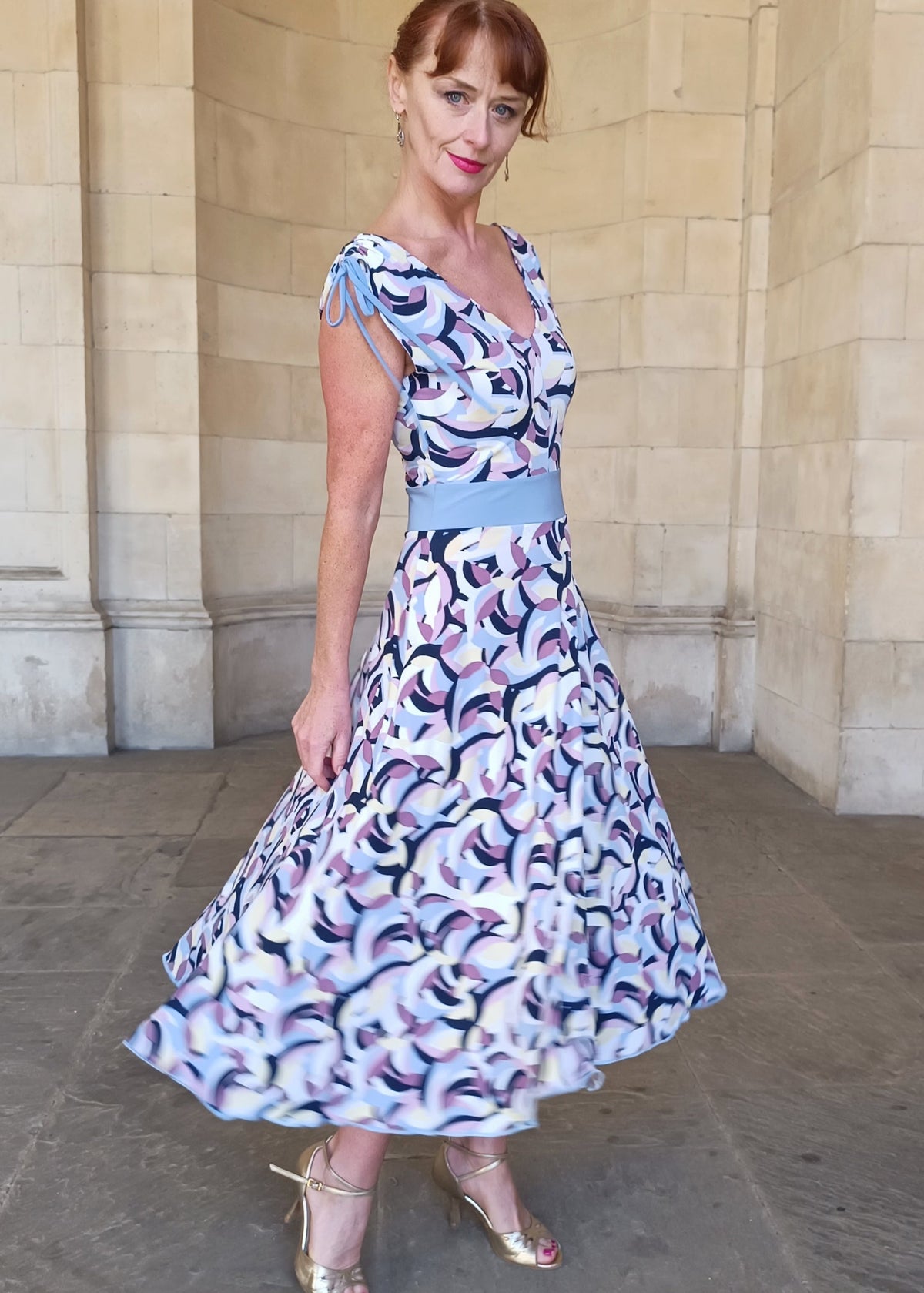 GRETA Art deco jersey midi dress