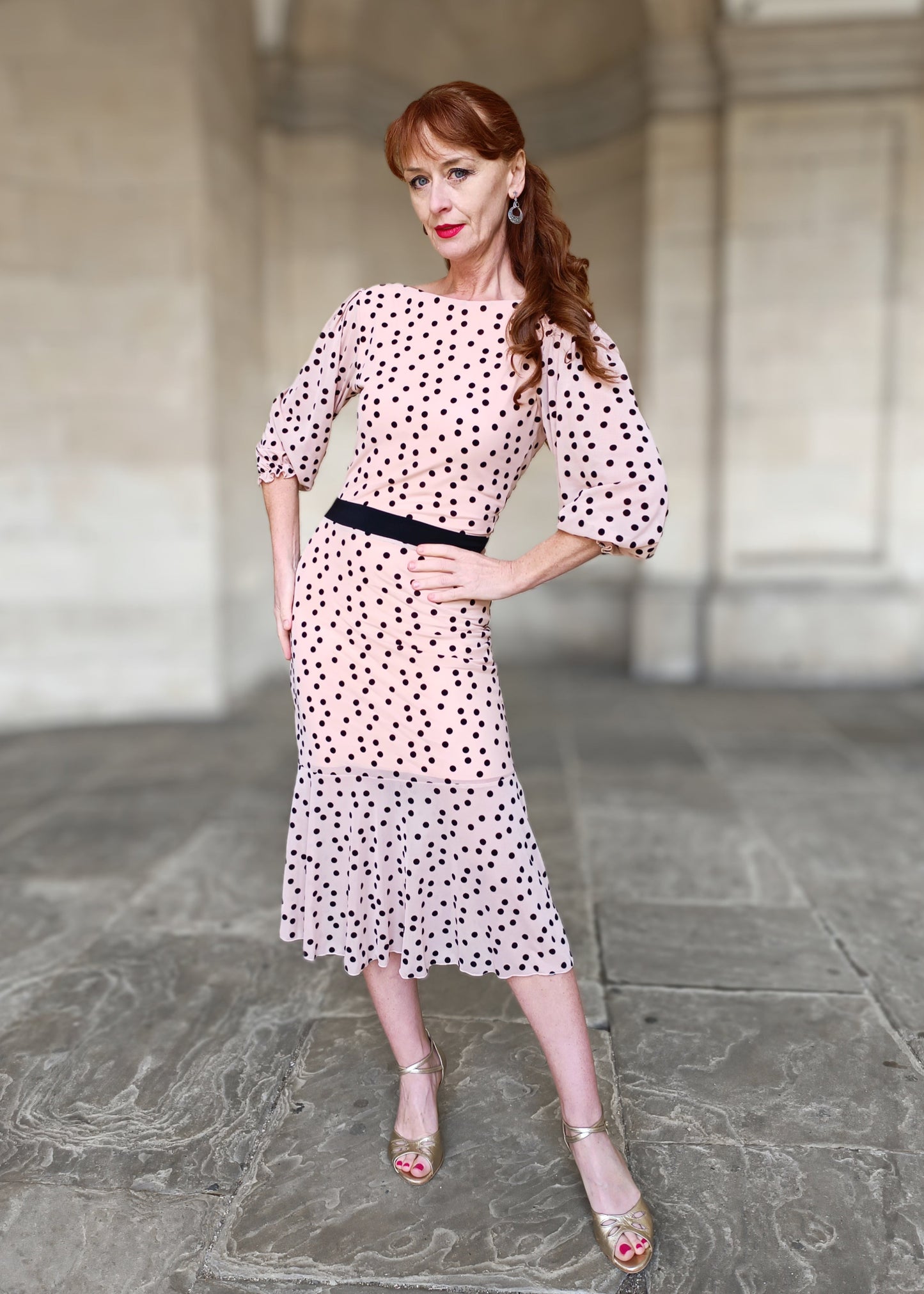 LUCILLE Polka Dot sleeve dress